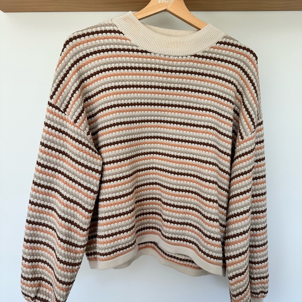 Rylee + Cru 100% Cotton Knit Sweater & Pants Set | Neutral Stripes | S/M